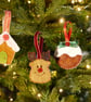 Festive felt decoration trio, Gingerbread house, Reindeer, Pudding - Image 2