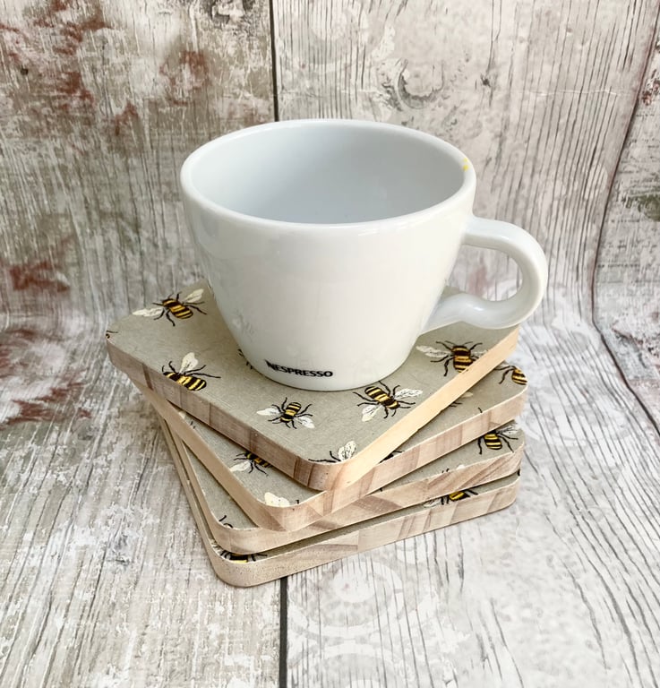 Bumble Bee Coaster Set of 4 Bee' Coaster Handcrafted 