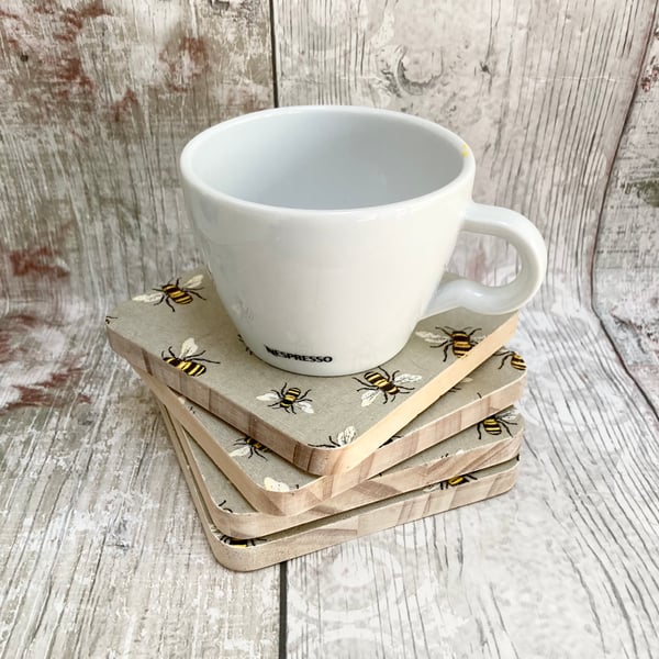 Bumble Bee Coaster Set of 4 Bee' Coaster Handcrafted 
