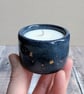 Seconds- Soy wax very small ceramic tealight, dark blue gold stars