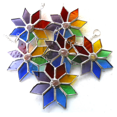 Rainbow Crystal Star Stained Glass Suncatcher Tree Decoration 