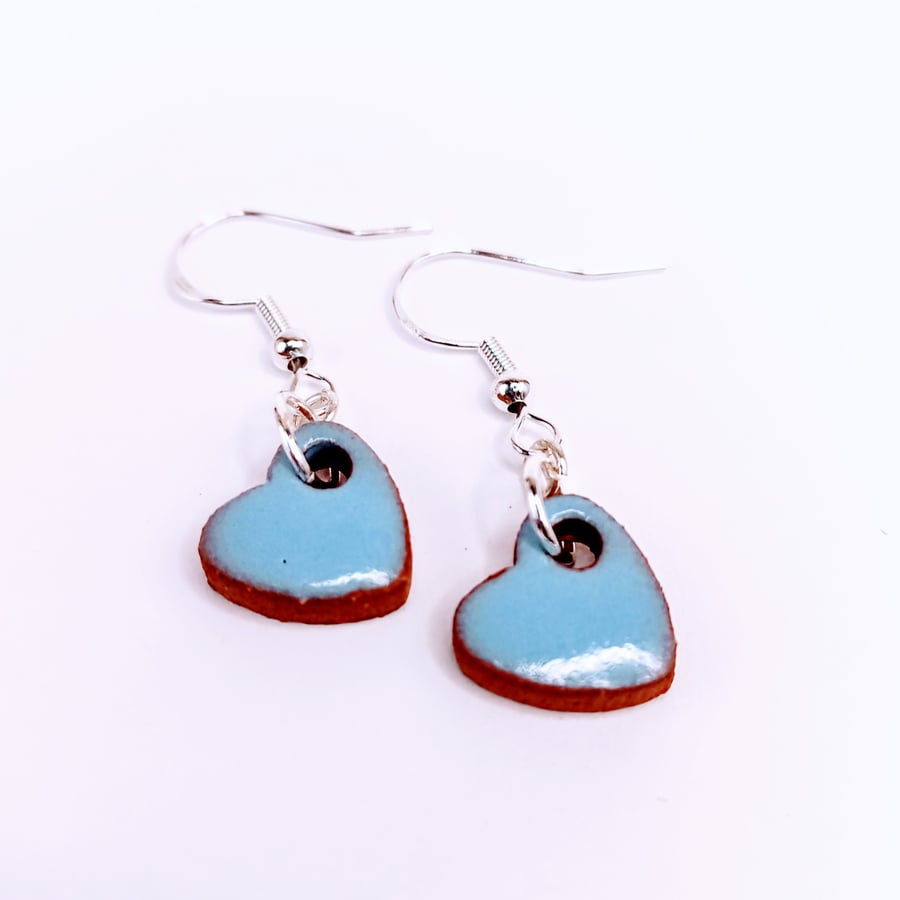 Heart pendant earrings pale blue
