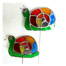 Stained Glass Snail Plant Stake Handmade Rainbow garden gift