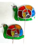 Stained Glass Snail Plant Stake Handmade Rainbow garden gift