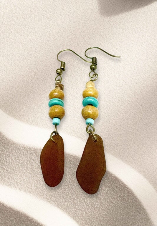 Sea glass Bohemian design earrings 