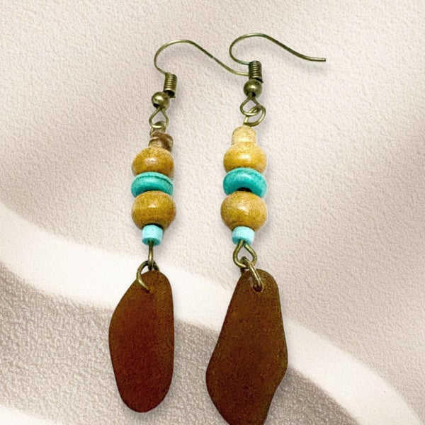 Sea glass Bohemian design earrings 