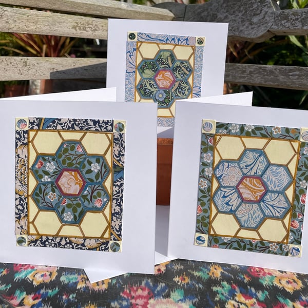 Blank card - handmade patchwork collage ‘Classi... - Folksy