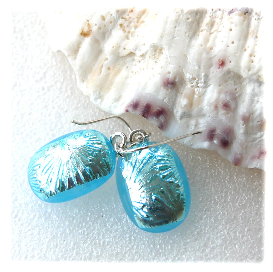 Luxury Dichroic Earrings Fused Glass L013 Sterling Silver hooks