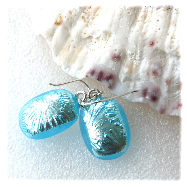 Luxury Dichroic Earrings Fused Glass L013 Sterling Silver hooks