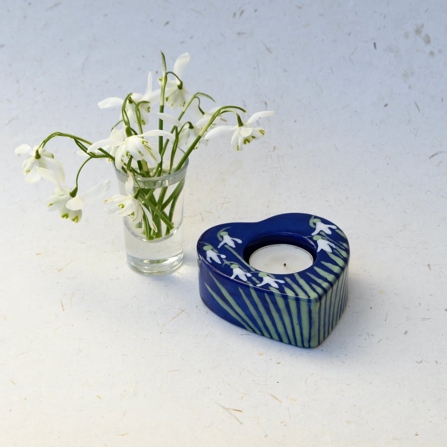 Snowdrop Tea Light Holder - Hand Painted
