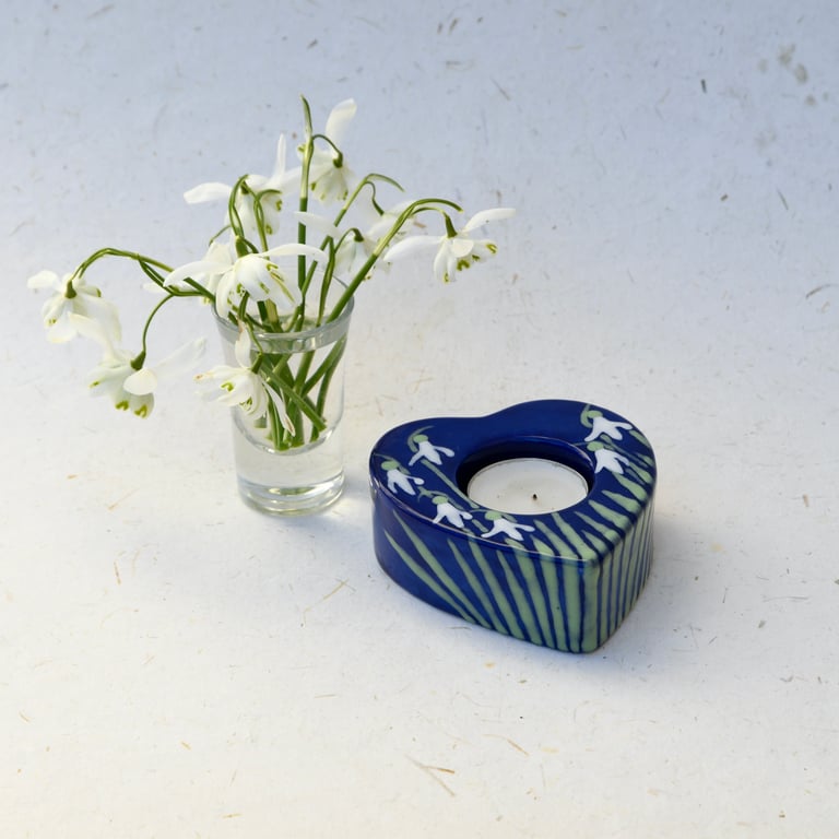 Snowdrop Tea Light Holder - Hand Painted
