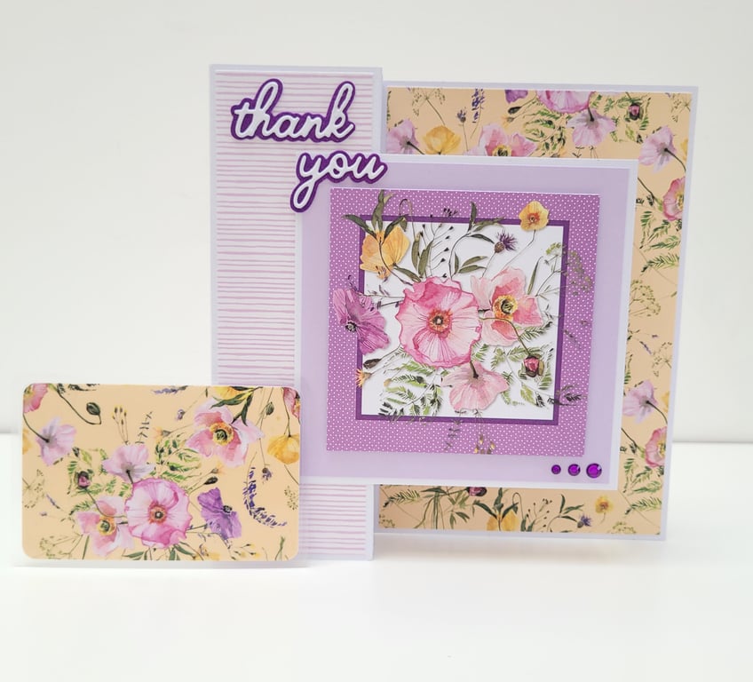 Thank You Card with Keepsake Token - Yellow & Lilac