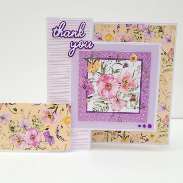 Thank You Card with Keepsake Token - Yellow & Lilac