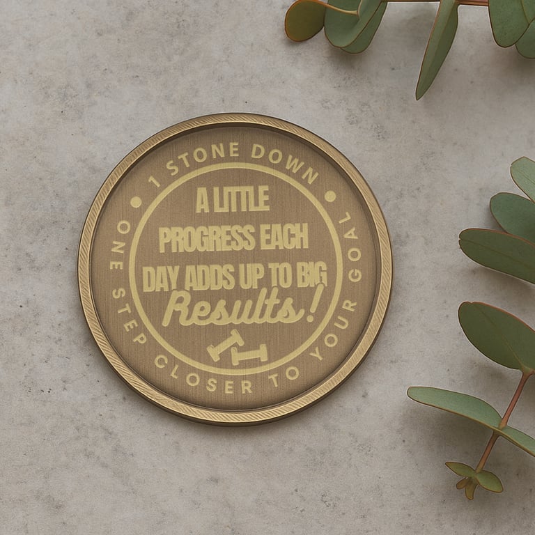 Personalised Weight Loss Milestone Coin – Custom Weight Motivational Gift