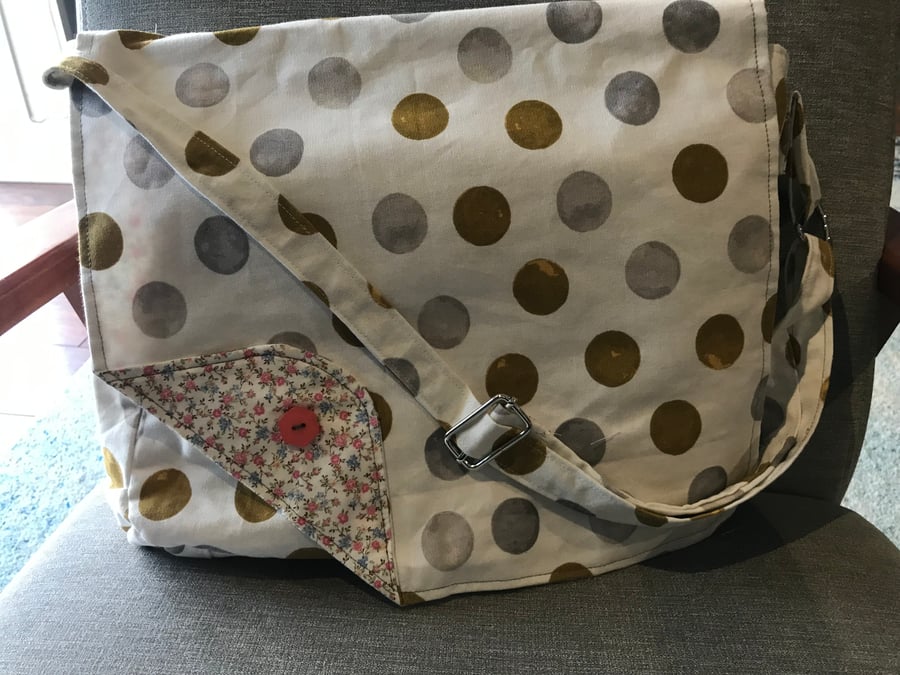 Courier Bag - The “Emily” - Small Dotty Fabric