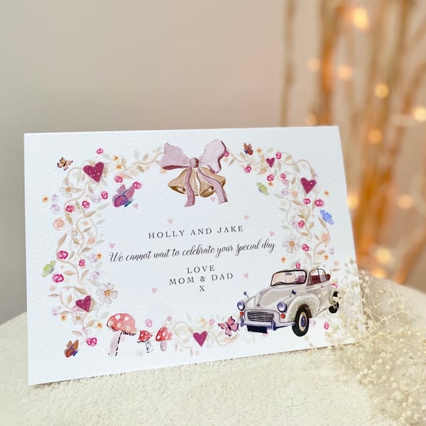 Personalised Beautiful Wedding Acceptance Card. Bio Glitter. Wedding Engage