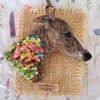 Needle Felted Greyhound Brooch