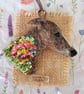 Needle Felted Greyhound Brooch