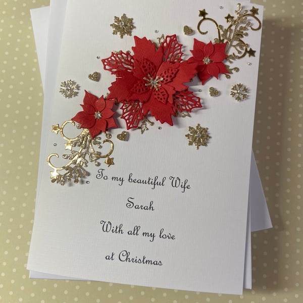 Personalised Christmas Card Gift Boxed Wife Daughter Mum Dad Any Message 