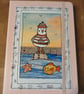 Quirky original art whimsical seagull hand decorated A5 lined hardback notebook
