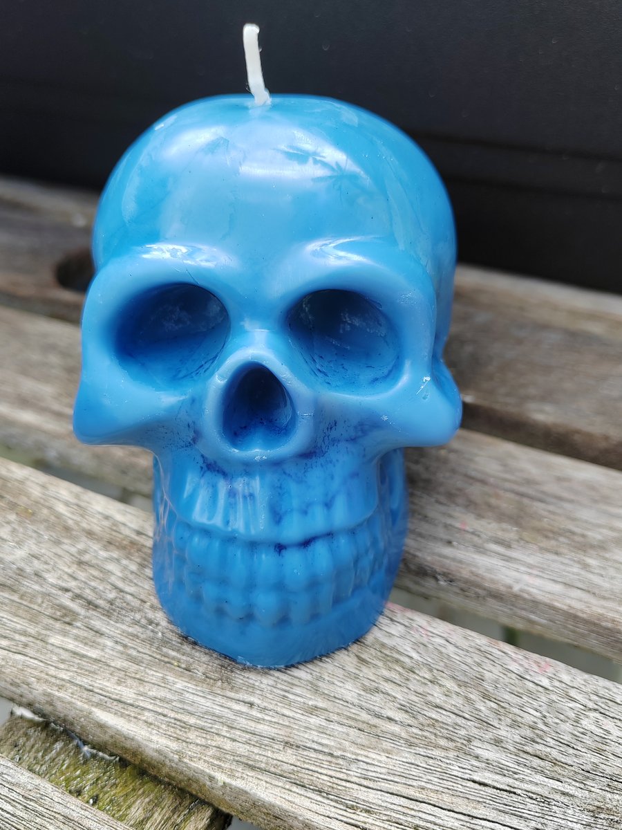 Blue Soy Skull Candle