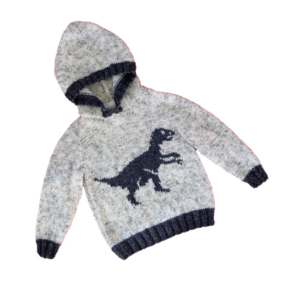 Knitting Pattern Dinosaur Hoodie (Velociraptor).  Digital Pattern