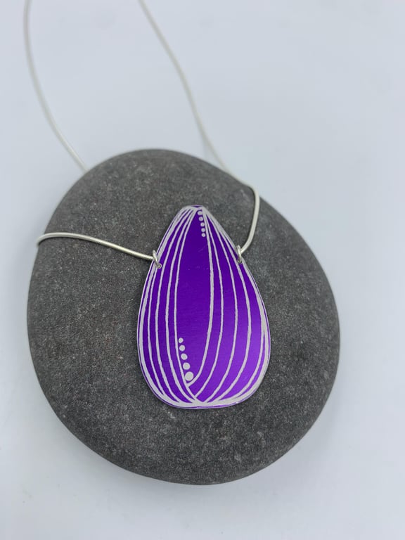 Purple aluminium tulip pendant