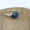 Silver Ring with Large Oval Blue Sodalite Gemstone,  size P