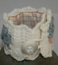 Embroidered and Knitted Cuff - Roses on  ivory lace - Image 2