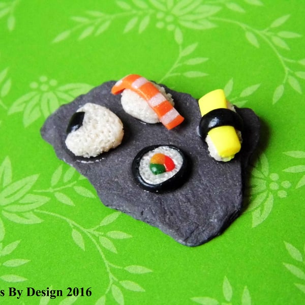 Miniature Sushi on Slate Board for Dolls House - Food