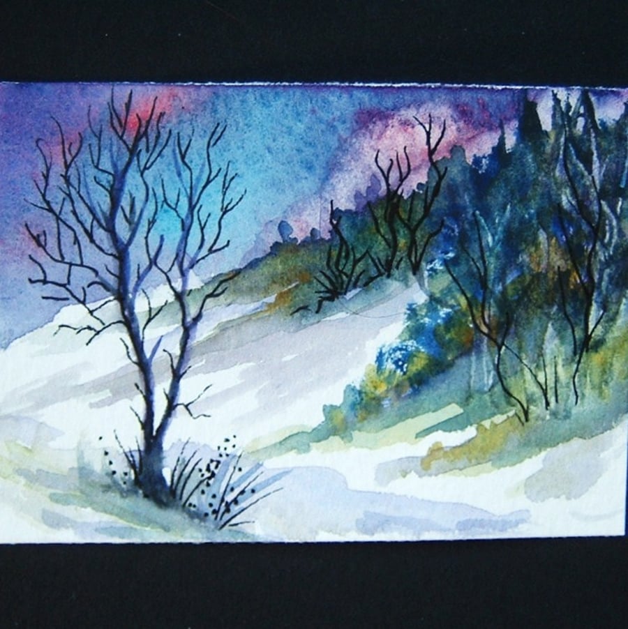 Art painting aceo original paintings winter landscape 142