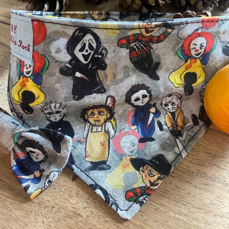 Little Horrors Bandana & Bow Set for small dogs or cats 