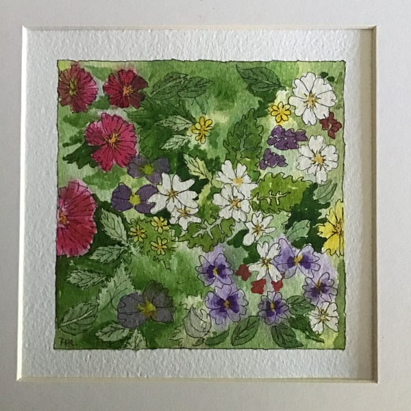 Springtime Flowers original watercolour painting