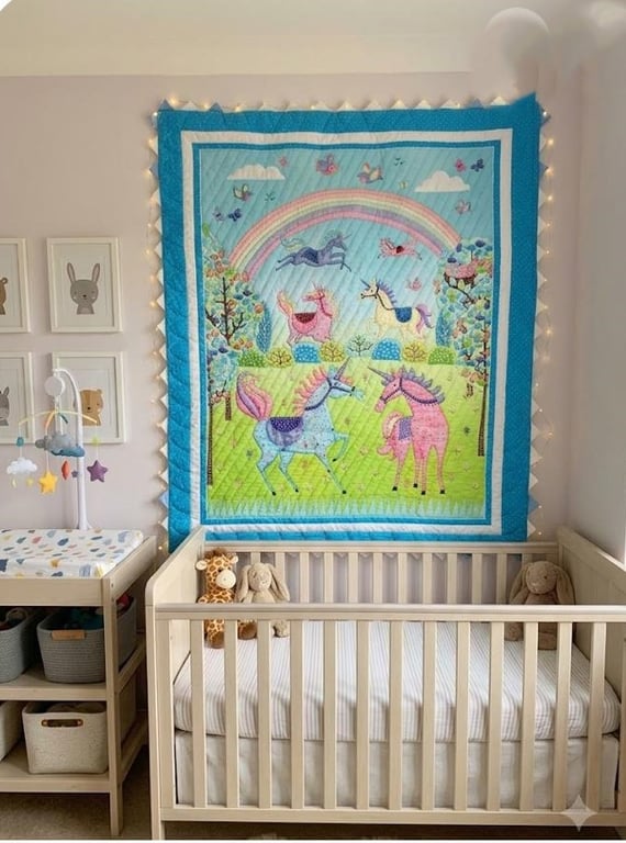 Hand Quilted Magical Unicorns Quilt