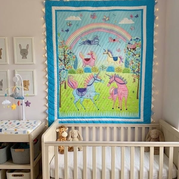 Hand Quilted Magical Unicorns Quilt