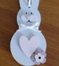 MDF Bunny Decoration - Grey & Pink - Image 5