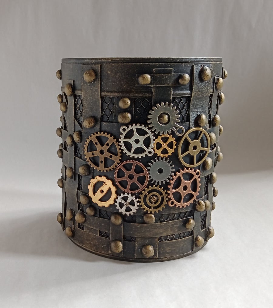 Steampunk Pot, Gold, Antique Brass