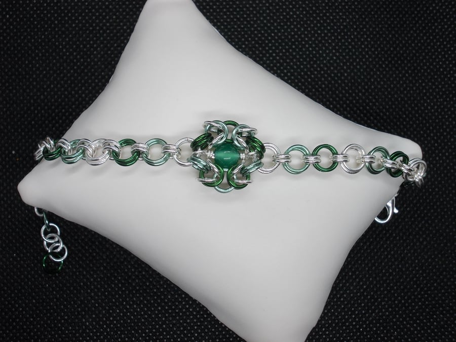 Shades of Green chainmaille bracelet