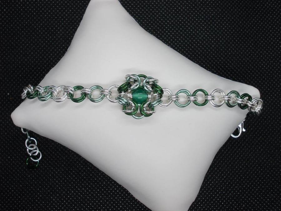 SALE - Shades of Green chainmaille bracelet