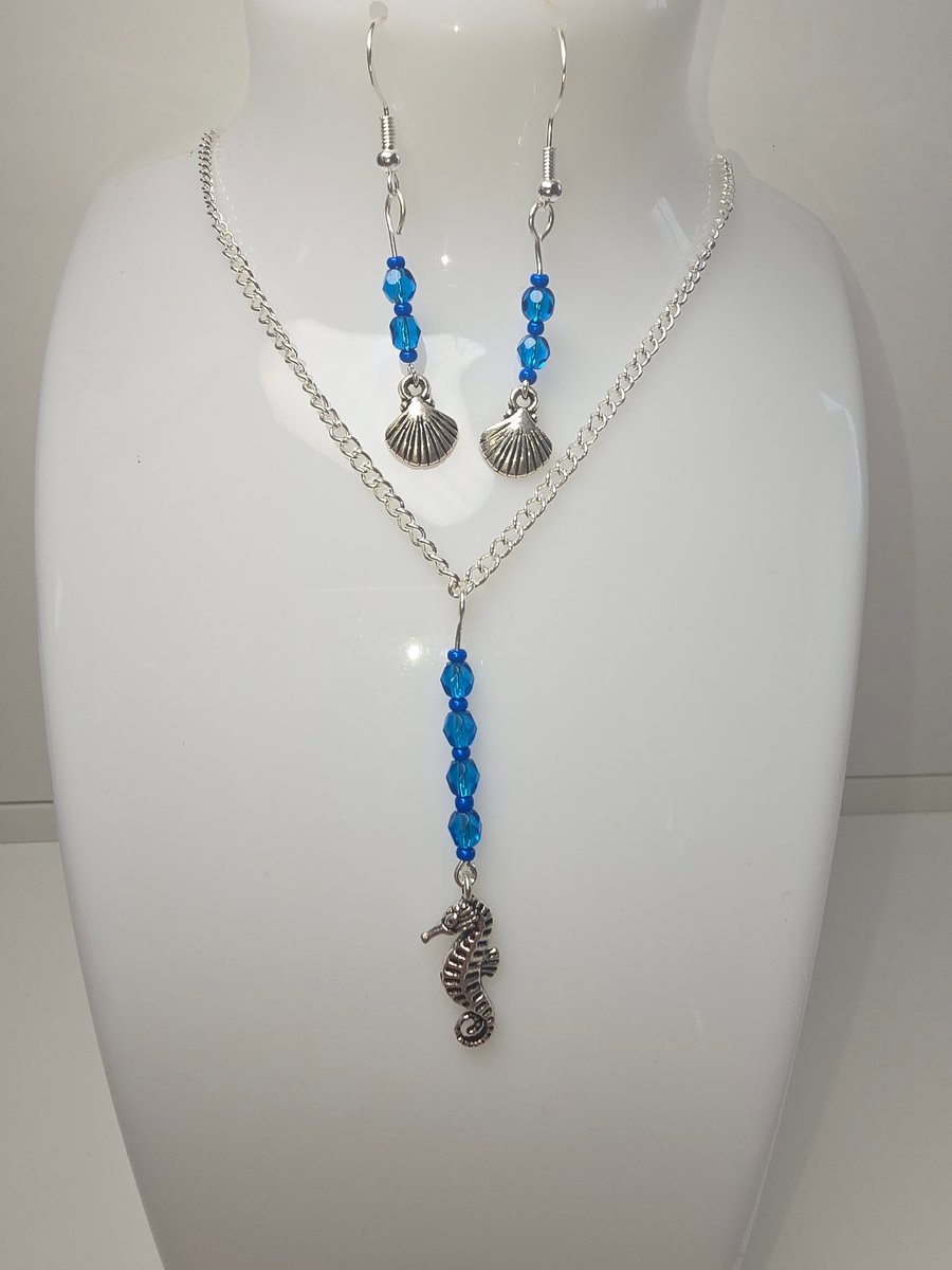 Seahorse and shell jewellery set