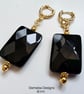 Black Onyx Gold Plate Huggie Earrings - Image 3