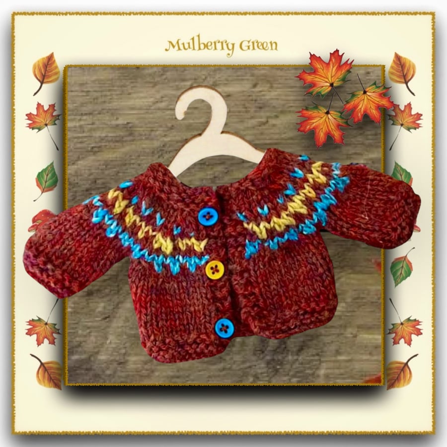 Rust, Turquoise and Yellow Cardigan 