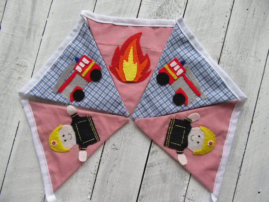 Fire engine nursery bunting