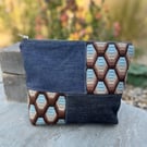 Bargello and denim zip pouch