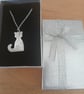 Silver cat pendant made from silver clay - Image 5
