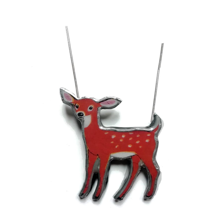Whimsical Fawn Deer Forest Animal Necklace by EllyMental
