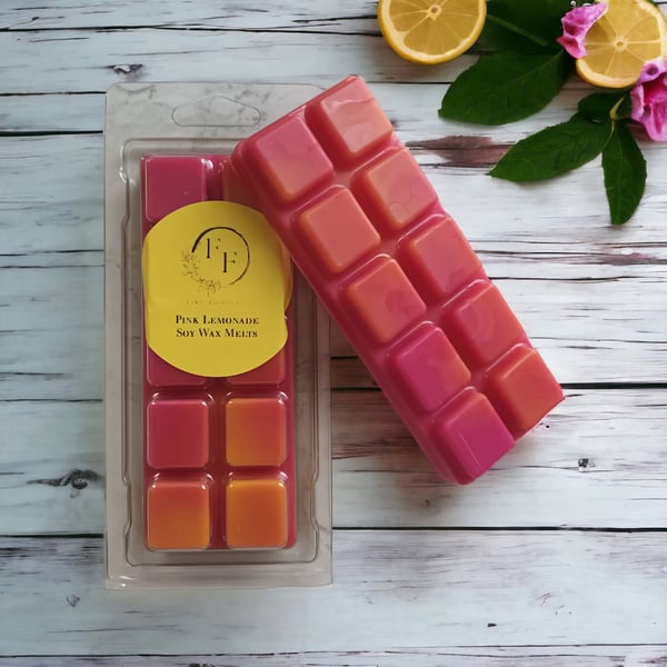 Pink Lemonade Wax Melt Snap Bar Hand Poured with Soy Wax, Vegan Home Gift Idea