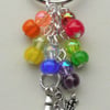 Artist Painter Keyring Bag Charm Glass Acrylic Bead Rainbow Silver KCJ2659