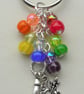 Artist Painter Keyring Bag Charm Glass Acrylic Bead Rainbow Silver KCJ2659