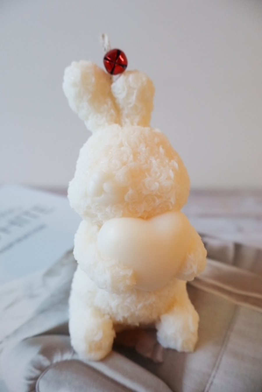 Rose Heart Bunny Candle